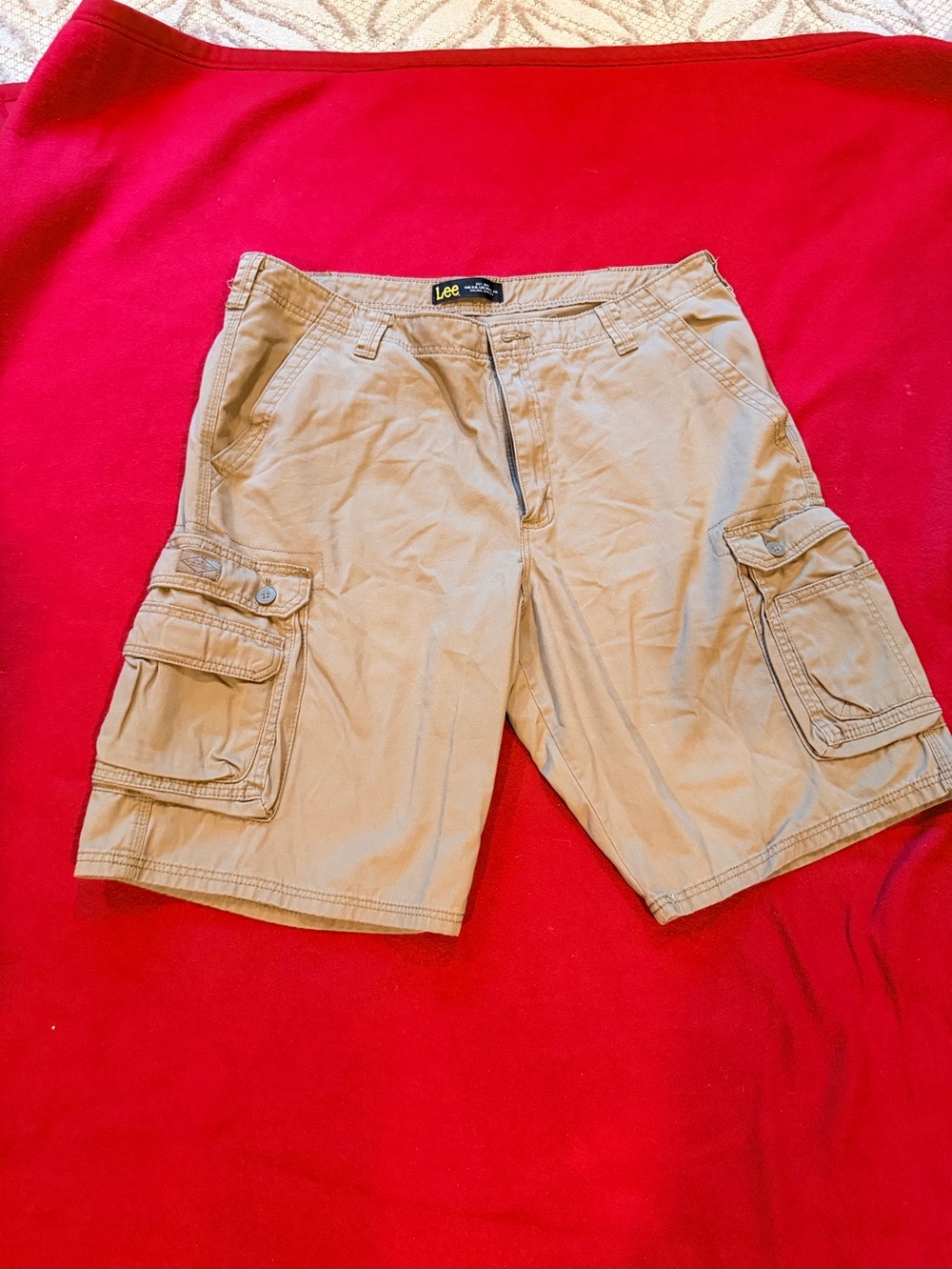 BUNDLE FOR $12 Men's LEE Cargo Shorts - Khaki & White Utility Styles - Picture 5 of 8